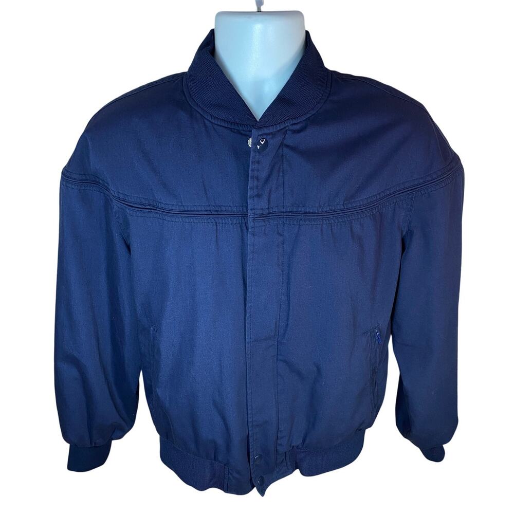Vintage Knights Bridge Bomber Jacket | Men's Large (42-44) | Navy Blue